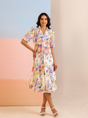 Sanskrutihomes Women A-line Multicolor Below Knee Dress