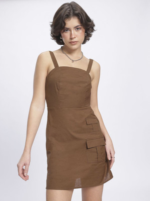 Glitchez Women Sheath Brown Mini/Short Dress