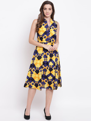 Dressberry Women A-line Yellow Midi/Calf Length Dress