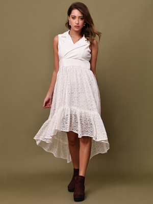 Ananta Ysela Women High Low White Below Knee Dress