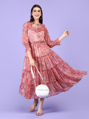 LUSH&LOOM LIFESTYLE Women Maxi Multicolor Midi/Calf Length Dress