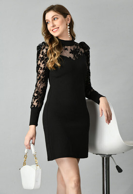 SAKSHI TRADER Women Bodycon Black Knee Length Dress