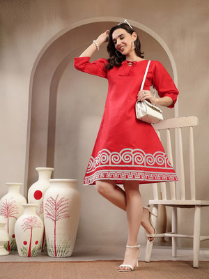 Moda Rapido Women Asymmetric Multicolor Midi/Calf Length Dress
