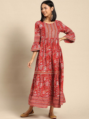 all about you Women Maxi Maroon Full Length Dress