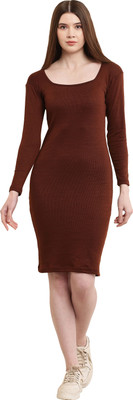 Shyammc Women Bodycon Brown Knee Length Dress