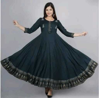 YashrajWorld Anarkali Gown(Dark Green)