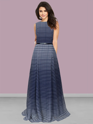 NAVYANKAA Flared/A-line Gown(Dark Blue)