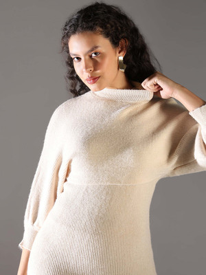 SHOWOFFFF Women Bodycon Beige Knee Length Dress