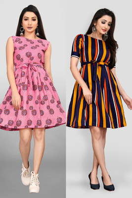 MAA FAB Women A-line Multicolor Knee Length Dress