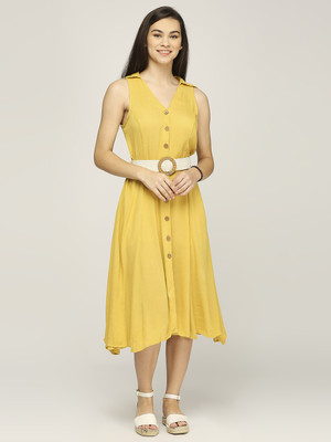 ITI Women Shirt Yellow Midi/Calf Length Dress
