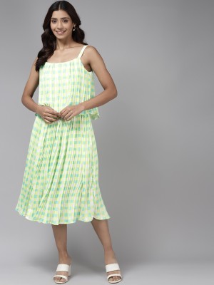 Roadster Women Fit and Flare Green Dress