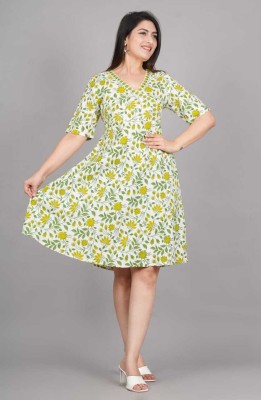 PE Fashion Women A-line Green Dress