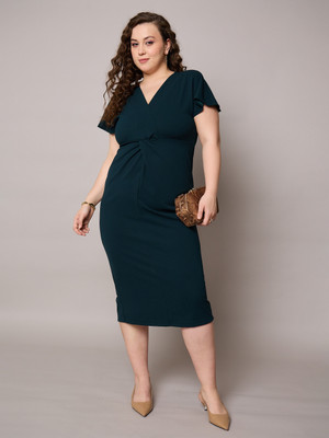SASSAFRAS Curve Women A-line Green Midi/Calf Length Dress