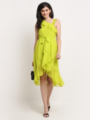 Zoie Women High Low Green Dress