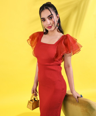 CAMPUS SUTRA Women A-line Red Above Knee/Mid Thigh Length Dress