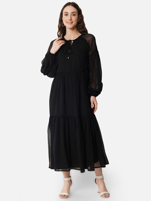 ALL WAYS YOU Women A-line Black Maxi/Full Length Dress