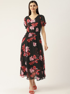Deewa Women A-line Pink Maxi/Full Length Dress