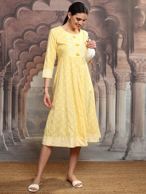 Vishudh Women A-line Yellow Mini/Short Dress