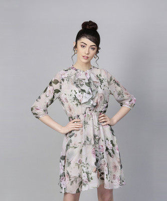 SASSAFRAS Women Fit and Flare Multicolor Above Knee/Mid Thigh Length Dress