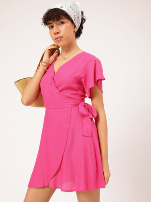 Dressberry Women Wrap Pink Mini/Short Dress