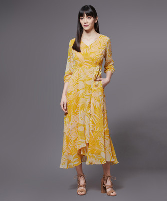Miss Chase Women Maxi Yellow Midi/Calf Length Dress