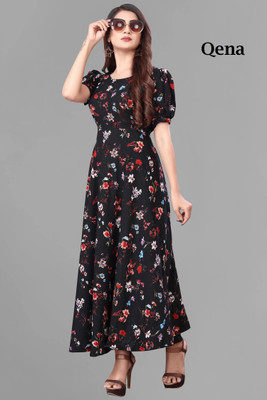 HouseOfCommon Women A-line Multicolor Maxi/Full Length Dress