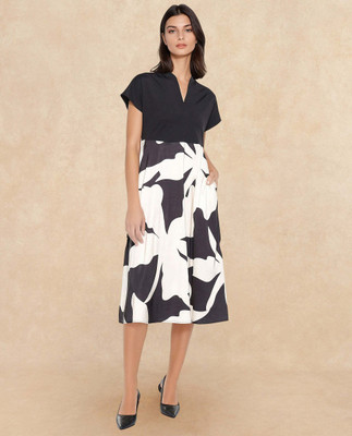 RAREISM Women Fit and Flare White Midi/Calf Length Dress