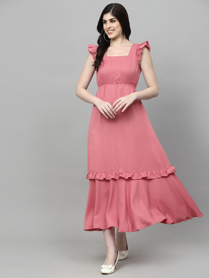 AAYU Women Maxi Pink Midi/Calf Length Dress