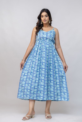 Pragusu Women Maxi Light Blue Full Length Dress