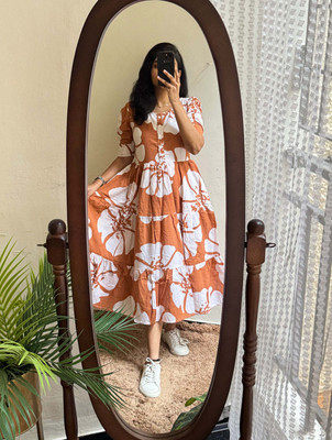 SHREE SHYAM FASHION Women A-line Pink Midi/Calf Length Dress