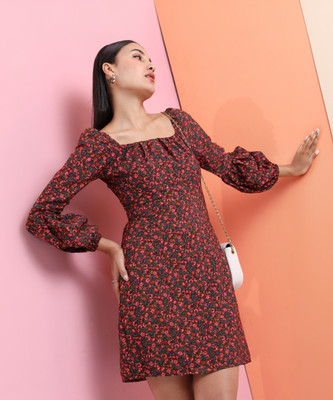 Tokyo Talkies Women A-line Multicolor Above Knee/Mid Thigh Length Dress