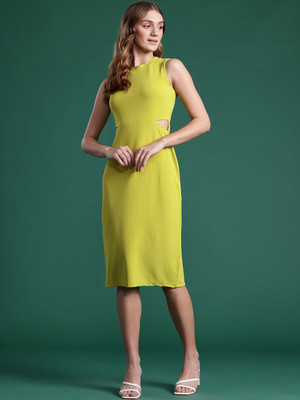 Dressberry Women Sheath Green Midi/Calf Length Dress