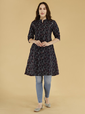 AAVRITTIQUEENS Women A-line Multicolor Knee Length Dress