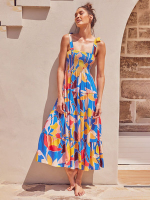 Dressberry Women Fit and Flare Multicolor Maxi/Full Length Dress