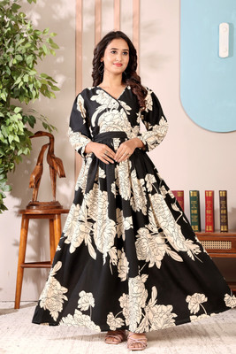 Nautiful Women Fit and Flare White Maxi/Full Length Dress