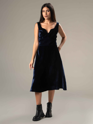 Urban Sundari Women A-line Blue Below Knee Dress