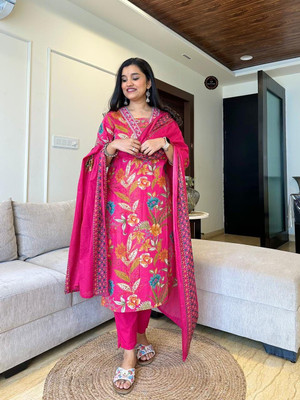 Mmaruticretion Women Ethnic Dress Pink Maxi/Full Length Dress
