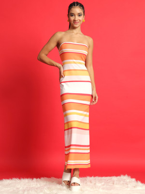 TANDUL Women Bodycon Multicolor Maxi/Full Length Dress