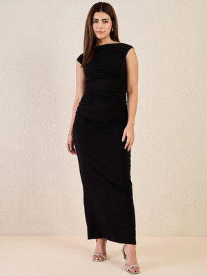 COLOR CAPITAL Women Bodycon Black Maxi/Full Length Dress