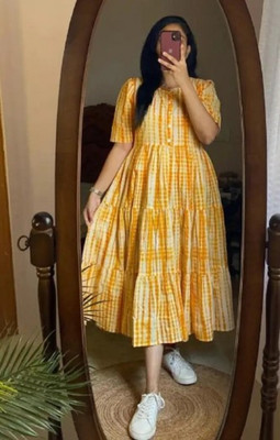 DesiSwag Women A-line Yellow Midi/Calf Length Dress