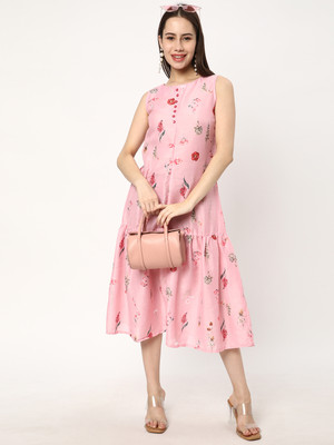 R&B Women A-line Multicolor Midi/Calf Length Dress