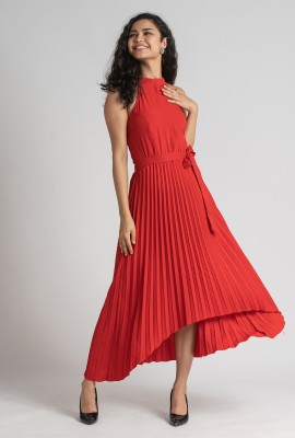 AASK Women Asymmetric Red Dress