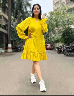 JAIMITI Women A-line Yellow Dress On Flipkart For Rs. 450 @ 25% off