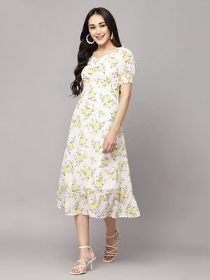 AAYU Women A-line Multicolor Midi/Calf Length Dress