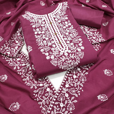 TOHOON Art Silk Embroidered Salwar Suit Material