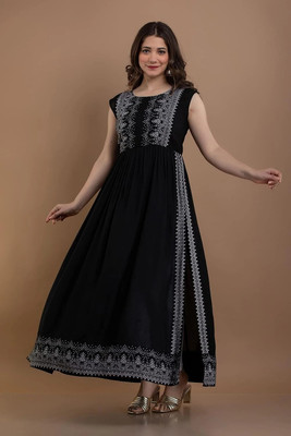 METRONAUT Women Maxi Black Midi/Calf Length Dress