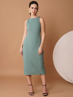 CHEMISTRY Women Sheath Green Midi/Calf Length Dress