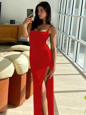 METRONAUT Women Bodycon Red Maxi/Full Length Dress