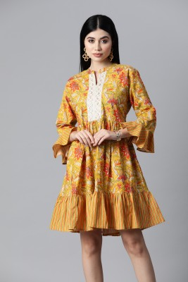 Highlight fashion export Women Pleated Yellow, Red, White Dress