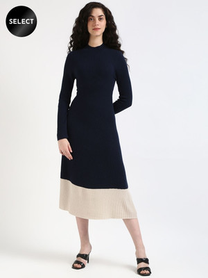 TOMMY HILFIGER Women A-line Blue Midi/Calf Length Dress